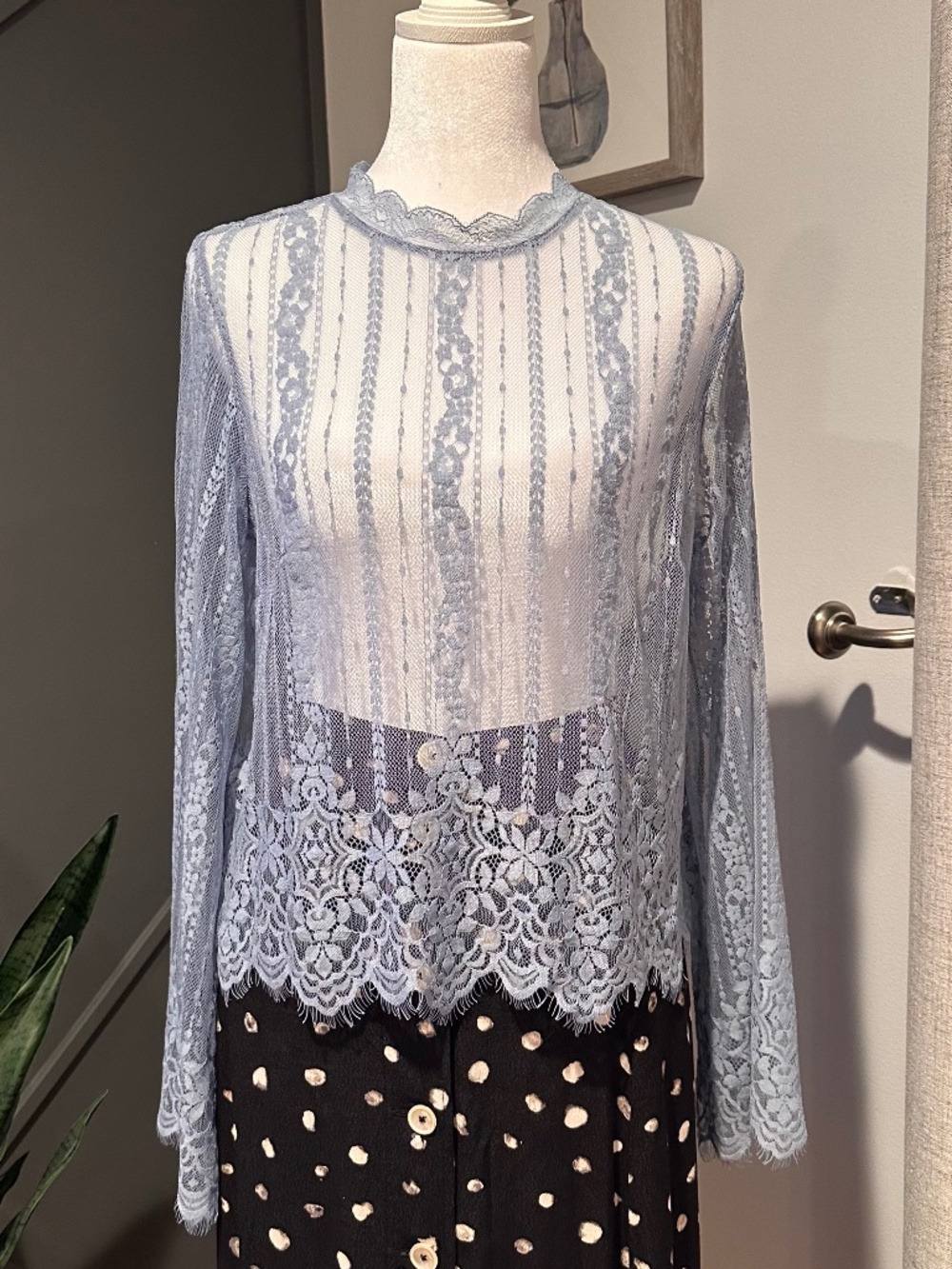 H&M Divided Blue Lace Top Size 2